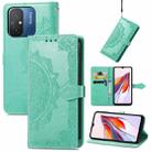 For Xiaomi Redmi 12C Mandala Flower Embossed Leather Phone Case(Green) - 1