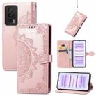 For Xiaomi Redmi K60 Pro Mandala Flower Embossed Leather Phone Case(Rose Gold) - 1