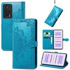 For Xiaomi Redmi K60 Pro Mandala Flower Embossed Leather Phone Case(Blue) - 1