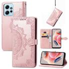 For Xiaomi Redmi Note 12 4G Global Mandala Flower Embossed Leather Phone Case(Rose Gold) - 1