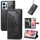 For Xiaomi Redmi Note 12 4G Global Mandala Flower Embossed Leather Phone Case(Black) - 1