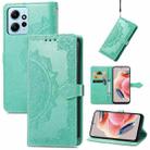 For Xiaomi Redmi Note 12 4G Global Mandala Flower Embossed Leather Phone Case(Green) - 1