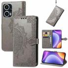 For Xiaomi Redmi Note 12 Turbo Mandala Flower Embossed Leather Phone Case(Grey) - 1