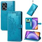 For Xiaomi Redmi Note 12 Turbo Mandala Flower Embossed Leather Phone Case(Blue) - 1