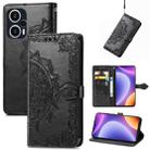 For Xiaomi Redmi Note 12 Turbo Mandala Flower Embossed Leather Phone Case(Black) - 1