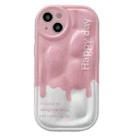 For iPhone 14 Plus Meteorite Texture Phone Case(Pink White) - 1