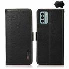 For Nokia G22 4G KHAZNEH Side-Magnetic Litchi Genuine Leather RFID Phone Case(Black) - 1