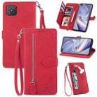 For OPPO Reno4 Z 5G Embossed Flower Zipper Leather Phone Case(Red) - 1