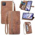 For OPPO Reno4 Z 5G Embossed Flower Zipper Leather Phone Case(Brown) - 1