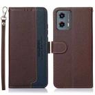 For Motorola Moto G 5G 2023 KHAZNEH Litchi Texture Leather RFID Phone Case(Brown) - 1