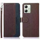 For Motorola Moto G64 5G KHAZNEH Litchi Texture Leather RFID Phone Case(Brown) - 1