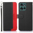 For Motorola Edge 50 KHAZNEH Litchi Texture Leather RFID Phone Case(Black) - 1