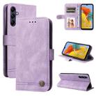 For Samsung Galaxy M14 5G Skin Feel Life Tree Metal Button Leather Phone Case(Purple) - 1