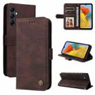 For Samsung Galaxy M14 5G Skin Feel Life Tree Metal Button Leather Phone Case(Brown) - 1