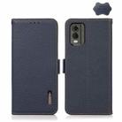 For Nokia C32 KHAZNEH Side-Magnetic Litchi Genuine Leather RFID Phone Case(Blue) - 1