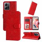 For Xiaomi Redmi Note 12 4G Global Embossed Sunflower Leather Phone Case(Red) - 1