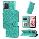 For Xiaomi Redmi Note 12 4G Global Embossed Sunflower Leather Phone Case(Green) - 1