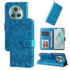 For Honor Magic5 Pro Embossed Sunflower Leather Phone Case(Blue) - 1