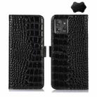 For Motorola ThinkPhone 5G Crocodile Top Layer Cowhide Leather Phone Case(Black) - 1