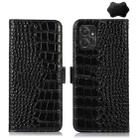 For Motorola Moto G Power 2023 Crocodile Top Layer Cowhide Leather Phone Case(Black) - 1