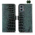 For Motorola Moto G 5G 2023 Crocodile Top Layer Cowhide Leather Phone Case(Green) - 1