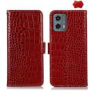 For Motorola Moto G 5G 2023 Crocodile Top Layer Cowhide Leather Phone Case(Red) - 1