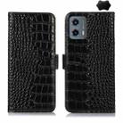 For Motorola Moto G 5G 2023 Crocodile Top Layer Cowhide Leather Phone Case(Black) - 1