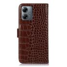 For Motorola Moto G14 4G Crocodile Top Layer Cowhide Leather Phone Case(Brown) - 3