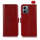 For Motorola Moto G14 4G Crocodile Top Layer Cowhide Leather Phone Case(Red) - 1