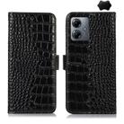 For Motorola Moto G14 4G Crocodile Top Layer Cowhide Leather Phone Case(Black) - 1