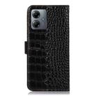 For Motorola Moto G14 4G Crocodile Top Layer Cowhide Leather Phone Case(Black) - 3