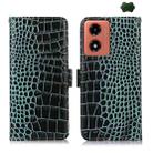 For Motorola Moto G04 / G24 Crocodile Top Layer Cowhide Leather Phone Case(Green) - 1