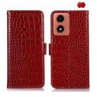 For Motorola Moto G04 / G24 Crocodile Top Layer Cowhide Leather Phone Case(Red) - 1