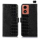 For Motorola Moto G04 / G24 Crocodile Top Layer Cowhide Leather Phone Case(Black) - 1