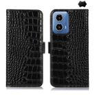 For Motorola Moto G34 Crocodile Top Layer Cowhide Leather Phone Case(Black) - 1