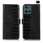 For Motorola Edge 50 Global Crocodile Top Layer Cowhide Leather Phone Case(Black) - 1