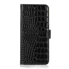 For Motorola Edge 50 Global Crocodile Top Layer Cowhide Leather Phone Case(Black) - 3