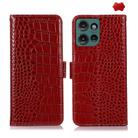 For Motorola Edge 50 Neo Crocodile Top Layer Cowhide Leather Phone Case(Red) - 1