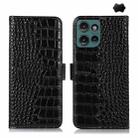 For Motorola Edge 50 Neo Crocodile Top Layer Cowhide Leather Phone Case(Black) - 1