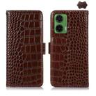 For Motorola Moto G35 Crocodile Top Layer Cowhide Leather Phone Case(Brown) - 1