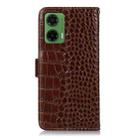 For Motorola Moto G35 Crocodile Top Layer Cowhide Leather Phone Case(Brown) - 3