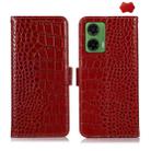 For Motorola Moto G35 Crocodile Top Layer Cowhide Leather Phone Case(Red) - 1