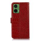 For Motorola Moto G35 Crocodile Top Layer Cowhide Leather Phone Case(Red) - 3