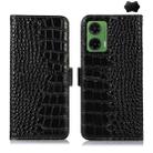 For Motorola Moto G35 Crocodile Top Layer Cowhide Leather Phone Case(Black) - 1