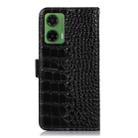 For Motorola Moto G35 Crocodile Top Layer Cowhide Leather Phone Case(Black) - 3