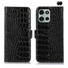 For Motorola Moto G75 5G Crocodile Top Layer Cowhide Leather Phone Case(Black) - 1