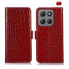 For Motorola Moto G15 4G / G05 Crocodile Top Layer Cowhide Leather Phone Case(Red) - 1