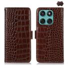 For Motorola Edge 60 Fusion Crocodile Top Layer Cowhide Leather Phone Case(Brown) - 1