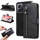 For Xiaomi Redmi Note 12 4G Global Calf Texture Zipper Leather Phone Case(Black) - 1