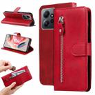 For Xiaomi Redmi Note 12 4G Global Calf Texture Zipper Leather Phone Case(Red) - 1